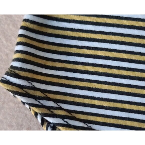 Gaze DTLA V Neck Bodysuit with Thin Straps Size L Stripes Black/White/Gold NWT - Picture 7 of 8